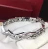 Bracelet de bijoux de mode 18 cm trois rangées de diamant couleur argent bracelet de haute qualité pour hommes et femmes