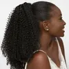 Queue de cheval afro bouclée crépue noire gracieuse avec 2 clips - Cheveux humains naturels - Queue de cheval afro bouffante avec cordon de serrage pour femmes noires - Extensions afro bouclées