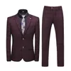 Men's Suits & Blazers Plyesxale Gray Burgundy Navy Blue Plaid Suit Men 2021 Spring Autumn Wedding For Groom Mens Fashion Casu251z