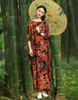Kvinnliga avslappnade kläder Nya kinesiska original fritid tunn mantel Silk bomullsblommönster stor storlek kläder sval lös mantel klänning