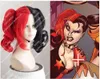 Cosplay Harley Quinn perruque cosplay cheveux bouclés moyens noir et rouge