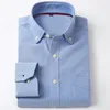 E-Baihui New Mens Långärmad Solid Oxford Dress Shirt Stripe Högkvalitativ Man Casual Regular-Fit Tops Button Down T Shirts L676