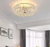 Plafoniere moderne di lusso con lampadari di cristallo Lampadari cromati a montaggio superficiale che illuminano lampade da soffitto a LED rotonde per l'illuminazione della camera da letto