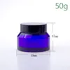 15G 30G 50G Frascos de crema cosmética de vidrio con tapa Envase de loción vacío Botellas de crema de embalaje azul de alta calidad