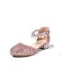 Princess Kids Leather Shoes For Girls Flower Casual Glitter Children High Heel Girls Shoes Pink Silver sandals kids