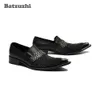 Batzuzhi Scarpe da uomo di tipo italiano Scarpe a punta Scarpe eleganti in pelle nera formale Zapatos Hombre Slip-on Business Party Shoes Men!