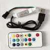 Controlador de LED USB 5V 17Key SP103E RF Controle remoto sem fio para WS2811 WS2812B Driver IC IC Colorido RGB LED Faixa 5050