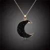 New Pink Black Moon Resin Stone Pendant Necklace Women Druzy Drusy Gold Color Chain Necklace for Female Link Chain