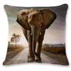 Cute Animal Pillow Cover Panda Tiger Lion Elephant Printed Pillowcase Linen Pillow Case Car Cushion Cover Home Decoration 45*45cm