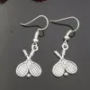 Groothandel mode-sieraden vintage zilveren tennisracket bal charme dangle oorbellen voor vrouwen sportgeschenken 631