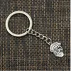 30st / lot Key Ring Keychain Smycken Silverpläterad Skalle Charms Pendant för nyckeltillbehör 22x15mm Partihandel