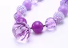 Collier et Bracelets de perles violettes pour bébés filles, Design mignon, ensemble de bijoux épais pour enfants, cadeau de fête charmant