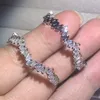 Hip Hop Irregular exagero Brinco Jóias Feitas À Mão 925 Sterling Silver T Princesa Cut 5A CZ Diamante Mulheres Brinco de Casamento Presente