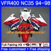 HONDA RVF400R V4 VFR400R Için kiti kırmızı siyah sıcak 1994 1995 1996 1997 1998 270HM.35 VFR400 RVF VFR 400 R NC35 VFR 400R 94 9596 97 98 Fairing