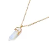 Fashion Hexagonal Column Quartz Necklaces Pendants Gold Chain Natural Stone Crystal Pendant Necklace For Women Jewelry