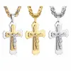 Cruz Cristo Jesus Pingente Colar de Aço Inoxidável Link Byzantine Chain Heavy Men Heavy Gift Designer Colar