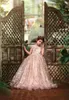 Luksusowe Little Princess Girls Pagews Suknie Koronki 3D Kwiatowe Koraliki Klejnot Neck Koronki Kwiat Dziewczyna Dress Na Wedding Party Suknie BC2691