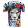 2019 새로운 3D 티셔츠 동물 사자 셔츠 멋진 3D T 셔츠 남자 재미있는 티셔츠 망 의류 캐주얼 피트니스 Teetop 펑크 티셔츠