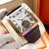 Nuovo W5330003 Tourbillon Orologio automatico da uomo Cassa in acciaio Quadrante bianco Texture Marcatori romani neri Cinturino in pelle nera Fuso orario orologio E191b2