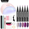 Yinikiz 15 pz/set Nail Polish Pen Nail Art Set 36w Lampada Uv LED 5 Colori One Step Gel Polish Pen Kit