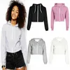 Women Plain Hoodies Crop Top Outdoor Sports Sweatshirt Hooded Coat Casual Zip up Jacket Outwear Sports Clothing Shirt1