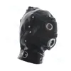 Bondage Restraint Open Mouth Gag Locked Eye Full Gimp Head Mask Hood Blindfold Headgear #R52