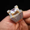 New Fashion 18K Gold Princess Cut CZ Cubic Zircon Hip Hop Bling Anelli Full Diamond Iced Out Jewelry Regali di San Valentino per gli uomini all'ingrosso