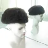 Афро-кудрявый парик, полный кружевной человеческий волос, мужской парик, система замены парика 8x10, натуральный черный вьющийся мужской парик6285402