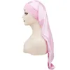 Сплошной цвет длинный носок ночной шапки по уходу за волосами. Bonnet Nightcap Women Wide Band Elastic Satin Headwear Headwear