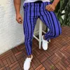 Mode-mannen Casual Gestreepte Lange Jogger Broek Mens Harem Fitness Joggers Stripe Stedelijk Straight Drawstring Slim Fit Broek 3XL