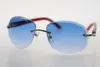 Großhandel randlose original geschnitzte Plank-Sonnenbrille 8200764 Unisex-Mode-Klassiker-Brille hochwertige Sonnenbrille Vintage optisch