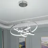 Moderne Chrome LED Hanglamp Aluminium Ring Kroonluchters Verlichting voor Eetkamer Woonkamer Home Creatieve Hanglamp