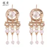 HouseLoalloy Tassels Dingle Earrings For Women Western Holiday Style Chandelier Earring Luxury Gold Wedding Engagement Jewelry Gratis frakt