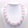 baby girls chunky bubblegum necklace diy pink & silver handmade beads necklace choker jewelry for children birthday gift