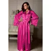 Vrouwen sexy zijden dressing slaapkleding babydoll kanten lingerie riem bad robe nightwear plus size vrouwelijke badjassen