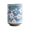 Art fleur tasse à eau en céramique tasse à thé peinte à la main Cuisine Style japonais peint grès verres tasse droite