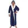 Fashion-Men Bathrobe Men's Winter Lengthed Plush Shawl Bath Robe Home kläder Långärmad mantel Badjas #35287D