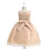 Zomer Kinderen Kant Tulle Pageant Jurk Bloem Meisjes Gouden Gaas Floral Borduurwerk Formele Jurk 2019 Zomer Nieuwe Kinderen Princess Jurk Y1106