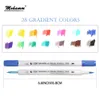 Sta 14 adet / grup 28 Degrade Renkler Çift Ucu Suluboya Fırçası İşaretleyiciler Su Bazlı Yazı Marker Kalemler Boyama Kitabı Çizim SH190715