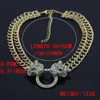 Ny modepersonlig hiphop bling leopard huvud kvinnors guld kubansk länk choker halsband rappare smycken julklappar för wome3359541