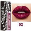 CmaaDu Cosmetics Laser Skull Glitter Flip Lipgloss Metall Lipgloss Glänzender, langlebiger metallischer Lippenstift 8 Farben