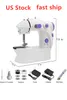 US Stock Mini Handheld Pedal Sewing Machines Craft Tools Dual Speed Double Thread Multifunction Electric Tread Rewind Sewing Machine FY7043