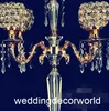 2019 Latest Crystal Wedding Centerpiece Acrylic Gold Candelabra Clear Candle Holder Event Party Table Decoration decor0009