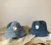 Zomer Meisjes denim hoeden kinderen bloem geborduurde cap kinderen visser hoed jongens meisjes grote rand pot hoeden cowboy strand vizier cap A2457