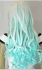 SPEDIZIONE GRATUITA+ ++ Nuova parrucca cosplay da donna ondulata lunga bianca e celeste