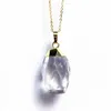 Silver Natural Gemstone Crystal Quartz Healing Stone Pendant Chain Halsband Guld Charms Citrin Amethyst Lemon Quartz Rock Quartz 267T