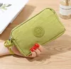 5pcs Coin Purses Women Canvas Sport Letter 3 Layer Zipper Square Phone Clutch Bag Mix Color