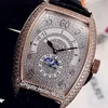 Ny Cintree Curvex Heure Sauutante 8880 H IR L Automatisk herrklocka Gypsophila Dial Rose Gold Diamond Case Läderband Watches He275s