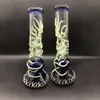 Glow In The Dark Beaker Bongs 6 Arms Tree Perc UV Oil Dab Rigs Straight Tube Glass Water Pipes With Diffused Downstem Bowl