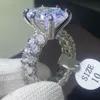 Unique Top Vente Vintage Bijoux Couple Anneaux 925 Sterling Argent Dragon Griffe Ovale Coupe Blanc Topaze CZ Diamant Femmes Mariage Bague De Mariée Ensemble